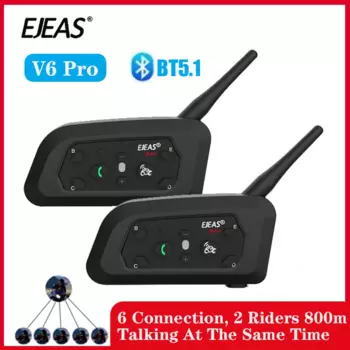 Модернизированный мотоциклетный шлем сортировки по типу-C eepas V6 Pro, Bluetooth-Интерком, 800 м, мотоинтерком для 6 водителей, степень водонепроницаемости IP65