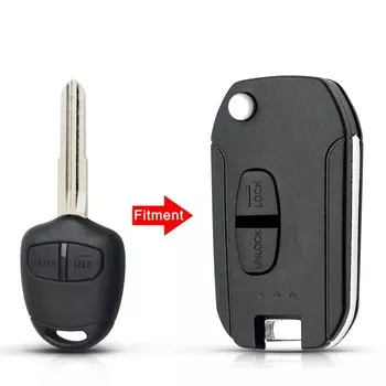 Модифицированный чехол KEYYOU для автомобильного ключа для Mitsubishi New ASX GRANDIS Outlander LANCER-EX правое лезвие, 2 кнопки, складной корпус, чехол-брелок