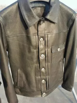 Модная 506 Натуральная Овчина кожаная куртка для мужчин мягкое тонкое пальто мужские кожаные куртки мужская одежда весна осень M007