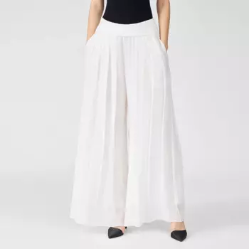 Модная Асимметричная юбка-брюки из шелка в складку, офисные Женские однотонные юбки-брюки, простые элегантные широкие брюки KE597