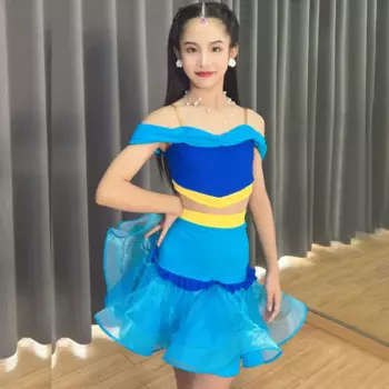 Модная детская Одежда для танцев Самба Танго профессиональное платье для латиноамериканских танцев для девочек Детский костюм для бальных танцев SL10718