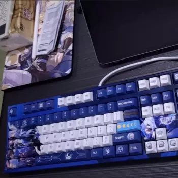 Модная клавиатура для косплея по мотивам аниме Honkai:Star Rail Jingliu, колпачки клавиш для 61/левая клавиатура 64/68/84/87/96/98/104/108 клавиши