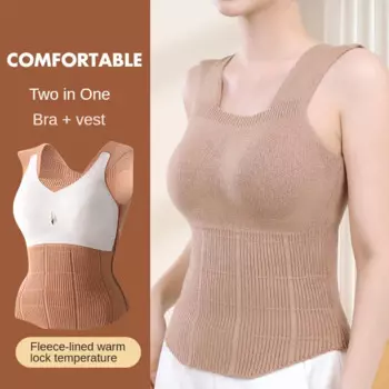 Модная кофта со встроенным бюстгальтером, топ, удобное и мягкое сексуальное белье, женское сохраняющее тепло вязаное женское нижнее белье