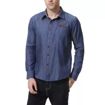 Модная красивая модная брендовая мужская рубашка с карманами, кожаная классическая рубашка, приталенная рубашка с длинным рукавом, мужская повседневная рубашка