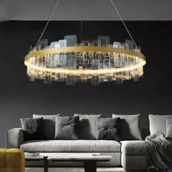 Модная круглая люстра в скандинавском стиле, роскошная дизайнерская акриловая лампа для столовой, гостиной
