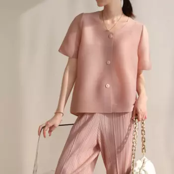 Модная летняя свободная плиссированная футболка миаке большого размера, модная футболка с короткими рукавами Super Shinmei