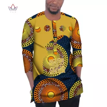 Модная мужская африканская одежда Dashiki, мужская верхняя рубашка Bazin Riche, африканская мужская одежда, хлопковая лоскутная верхняя рубашка с принтом WYN977