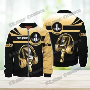 Модная мужская куртка-бомбер с персонализированным именем караоке с 3D принтом, Зимняя Повседневная теплая куртка-бомбер унисекс на молнии, пальто FJK27