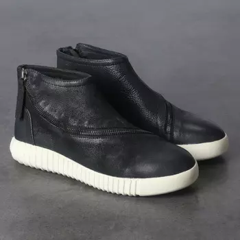 Модная мужская обувь, зимняя кожаная трендовая Повседневная Удобная обувь с высоким верхом, черные британские Универсальные мужские ботильоны в стиле ретро