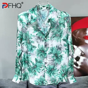 Модная мужская рубашка с цветочным принтом PFHQ, Новинка лета, повседневные свободные Универсальные мужские топы с отложным воротником, новинка 2024, 21Z5160