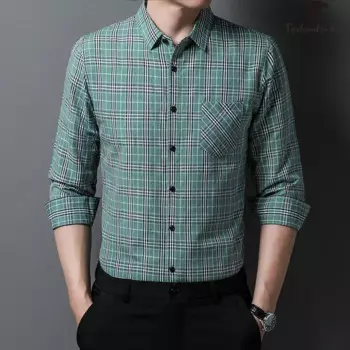 Модная мужская рубашка с длинным рукавом, рубашки в клетку, одежда