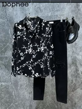 Модная новинка лета 2024, рубашки в стиле ретро с цветочным принтом, красивые мужские тонкие рубашки, Повседневная Свободная модная мужская рубашка с длинным рукавом и цветочным принтом