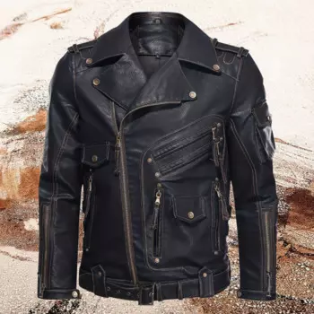 Модная осенне-зимняя мужская кожаная куртка, Мужская модная мотоциклетная куртка из искусственной кожи, крутая кожаная куртка на молнии с карманами, одежда