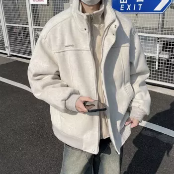 Модная поддельная куртка из двух частей с воротником-стойкой мужская бейсбольная форма в Корейском стиле модная свободная шерстяная куртка в городском стиле