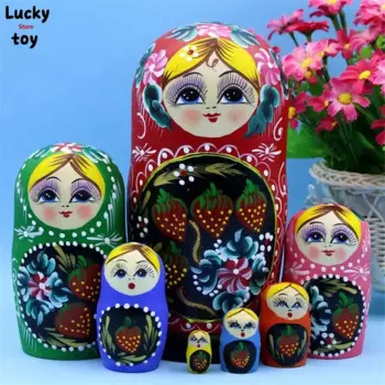 Модная ручная Раскрашенная Клубничка Русская Матрешка 7-слойная сухая Матрешка из липы деревянный подарок L30