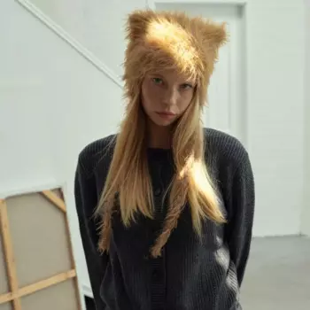 Модная шапка с кошачьими ушками, теплый мягкий пуловер, Пушистая Шапка, Зимние Лыжные шапки из искусственного плюша