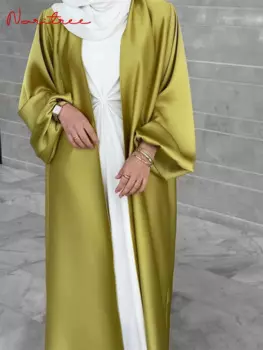 Модная шелковая атласная мусульманская абайя Рамадан Eid кардиган «абайя» мусульманская Арабская служба поклонения Wy836