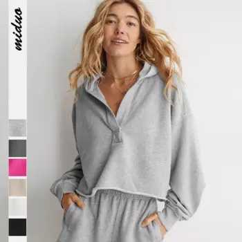 Модная Свободная Женская одежда, модная толстовка с капюшоном, весна-осень 2024, блузка с V-образным вырезом, повседневная женская рубашка с длинными рукавами