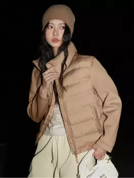 Модная женская хлопковая куртка из тонкого хлопка, однотонная однотонная куртка с длинными рукавами и карманами на молнии, осень-зима 2023, новая женская куртка, свободная верхняя одежда