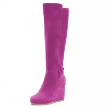 Модная женская обувь на высоком каблуке DIZHUANG. Высота каблука около 12 см. Ботинки на танкетке. Женские сапоги до колен. 34-45