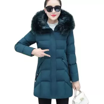 Модное Длинное свободное Женское пальто на хлопковом наполнителе, новинка зимы 2023, тонкое флисовое теплое пальто с меховым воротником, женское толстое пальто с капюшоном.