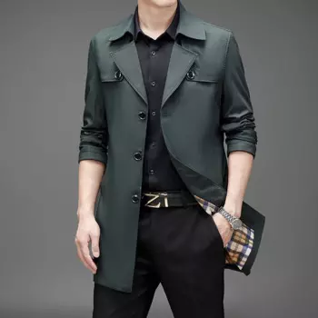 Модное мужское пальто, 2021 шерстяное пальто, Осень-зима, теплый однотонный длинный Тренч, однобортная деловая Повседневная Мужская шерстяная куртка