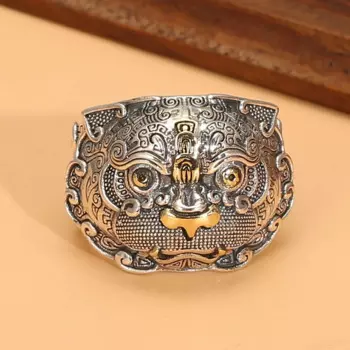 Модное уникальное мужское кольцо Pixiu из стерлингового серебра s925, регулируемое открытое серебряное кольцо из Таиланда