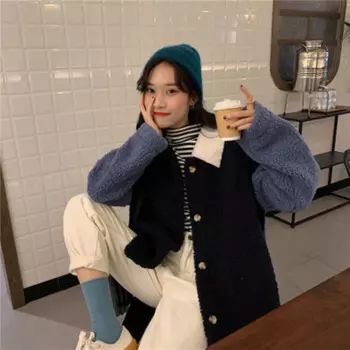 Модное женское осенне-зимнее белое пальто из искусственного меха с длинным рукавом Свободная Толстая теплая куртка-бомбер из овечьей шерсти для женщин