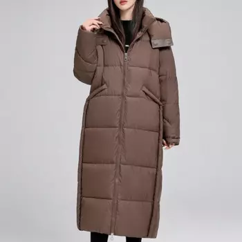 Модное зимнее длинное пальто, женские парки с капюшоном, 2024, элегантная свободная толстая теплая верхняя одежда больших размеров, женские куртки