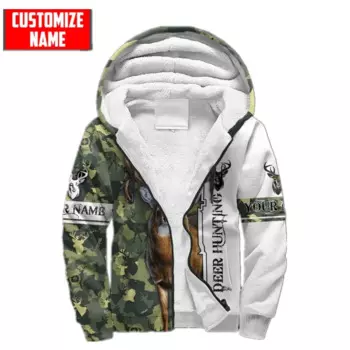 Модное зимнее пальто, индивидуальное имя, олень, охота, 3D печать, Мужская утепленная толстовка на молнии, унисекс, Повседневная теплая шерстяная куртка с капюшоном