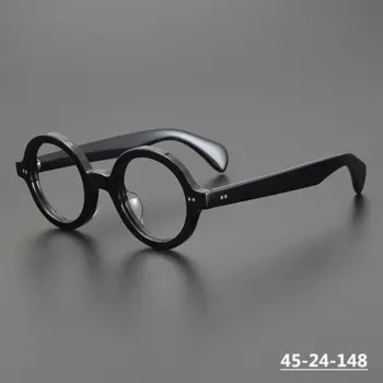Модные ацетатные маленькие круглые очки в оправе для мужчин, толстые очки ручной работы в стиле ретро, черные оправы, очки для близорукости, японский дизайн