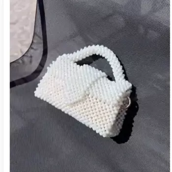 Модные белые женские сумки ручной работы, блестящая Изысканная женская сумка через плечо с бусинами и цепочкой, настраиваемая цветная сумка с отделкой
