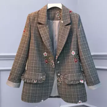 Модные блейзеры с вышивкой и длинным рукавом, костюмы, женская одежда, Новинка весна-осень 2024, костюм, куртка, женская верхняя одежда j125