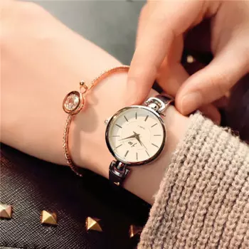 Модные брендовые роскошные часы из нержавеющей стали цвета розового золота и серебра, женские повседневные кварцевые часы с браслетом, женские часы