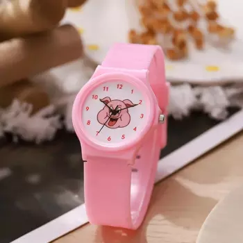 Модные часы розовые свинки для детей студентов детей подарок на день рождения фильма водонепроницаемые флуоресцентные светящиеся силиконовые часы популярный ремешок