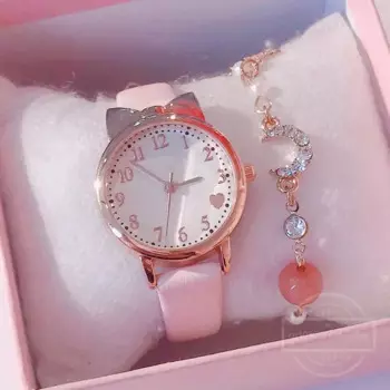 Модные детские кварцевые часы с цифровым циферблатом и кожаным ремешком