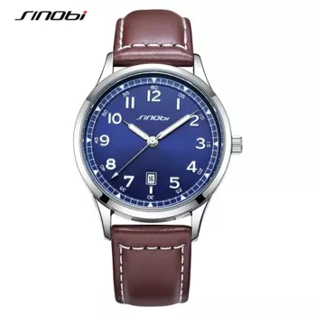 Модные Дизайнерские мужские часы SINOBI, оригинальные мужские кварцевые наручные часы с кожаным ремешком, Лучшие Роскошные мужские светящиеся часы в подарок