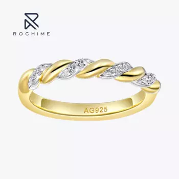 Модные кольца Rochime Ins, витые кольца, Женское кольцо из драгоценного камня с фианитом