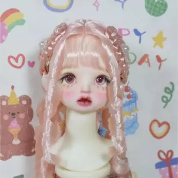Модные кукольные волосы 1/4 1/6 BJD, розовый цвет, молочный шелк, прямой парик, челки, вьющиеся, бесплатная доставка