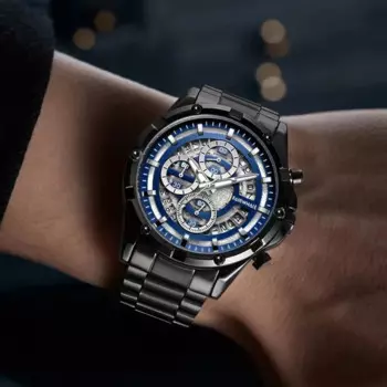 Модные кварцевые часы для мужчин, брендовые роскошные наручные часы Mark Fairwhale из нержавеющей стали, мужские крутые черные многофункциональные часы Reloj