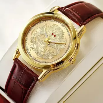 Модные кварцевые часы из нержавеющей стали, мужские часы с золотым драконом, роскошный дизайн, водонепроницаемые кварцевые часы Reloj Pareja