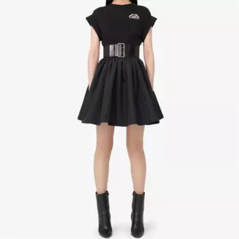 Модные летние платья, новинка 2024, вышитый бисером пояс, мини-платье, вязаное сращивающееся платье с коротким рукавом, короткие платья y2k