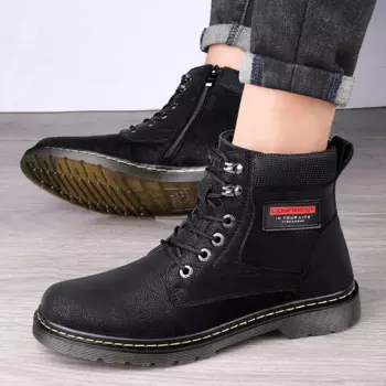 Модные мужские ботинки из натуральной кожи, повседневная обувь из натуральной кожи, удобные прочные уличные теплые ковбойские ботильоны с плюшевой подкладкой