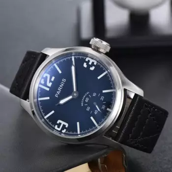 Модные мужские часы PARNIS 6498 Move Men t с кожаным ремешком и задней крышкой