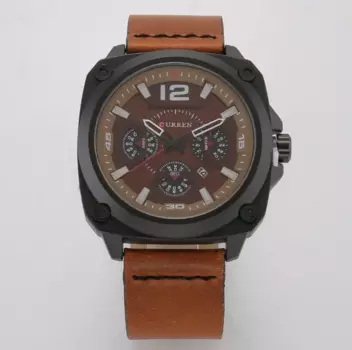 Модные мужские часы с календарем, водонепроницаемые кварцевые часы с кожаным ремешком