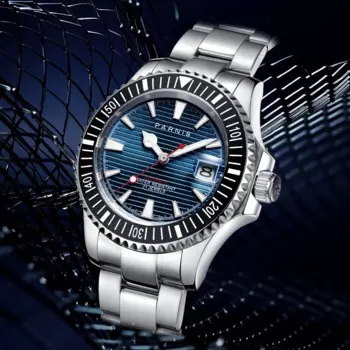 Модные мужские серебристые механические часы Parnis 40 мм с ремешком на руку, 21 драгоценность, Miyota 8215, мужские водонепроницаемые часы с календарем