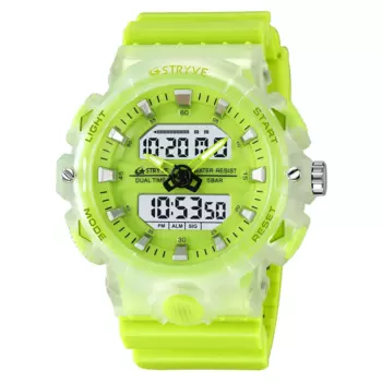 Модные мужские спортивные часы STRYVE 8028, цифровые часы с двойным временем, мужские светодиодные часы с дисплеем недели, детские наручные часы montre homme