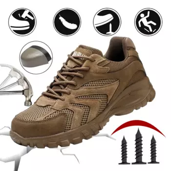 Модные мужские защитные рабочие ботинки Four seasons, защитные ботинки со стальным носком, нескользящая Нескользящая Удобная Рабочая обувь