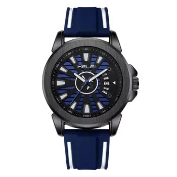 Модные новые спортивные повседневные кварцевые часы HELEI с силиконовым светящимся ремешком и датой, мужские наручные часы