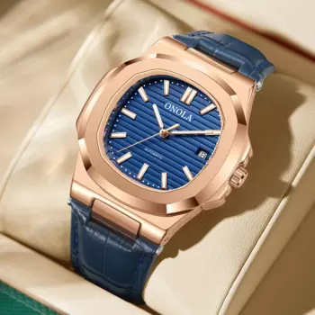 Модные полностью автоматические механические мужские часы ONOLA, высококачественные водонепроницаемые мужские часы с кожаным ремешком